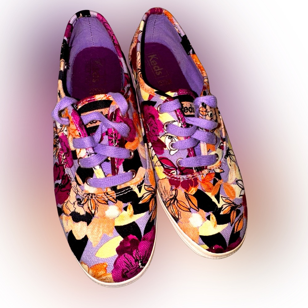 KEDS Dream Foam Champion Floral Sneakers Tennis Shoes lavender laces Size 5